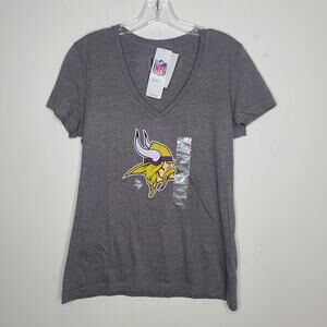 NWT NFL Minnesota Vikings grey short sleeve v-neck shirt - large